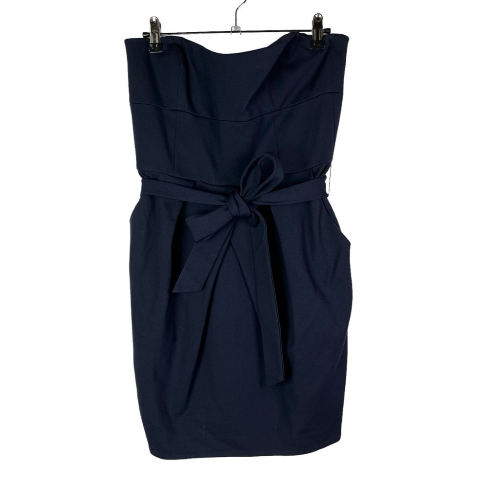 Cynthia Cynthia Steffe Navy Blue Strapless Tie Waist Sheath Dress 8